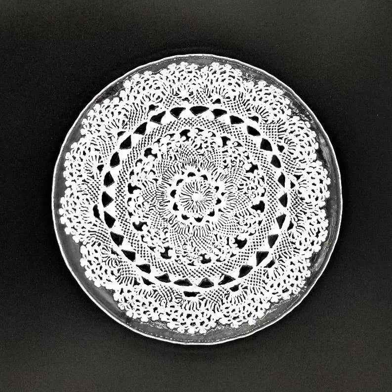 LILLE Glass Plate Clear/White Red Pomegranate Collection