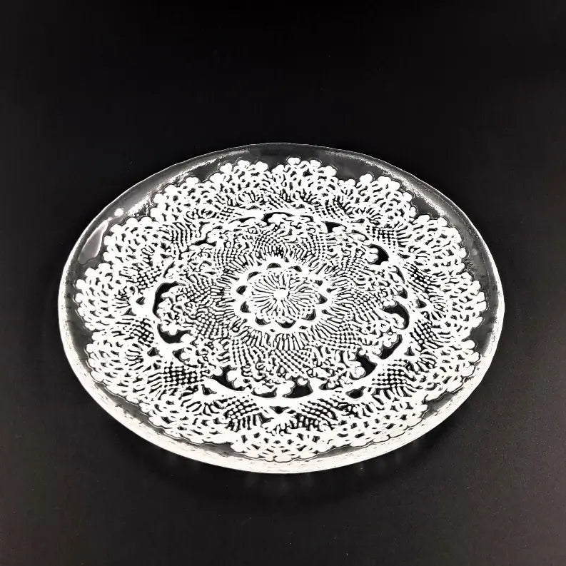 LILLE Glass Plate Clear/White Red Pomegranate Collection