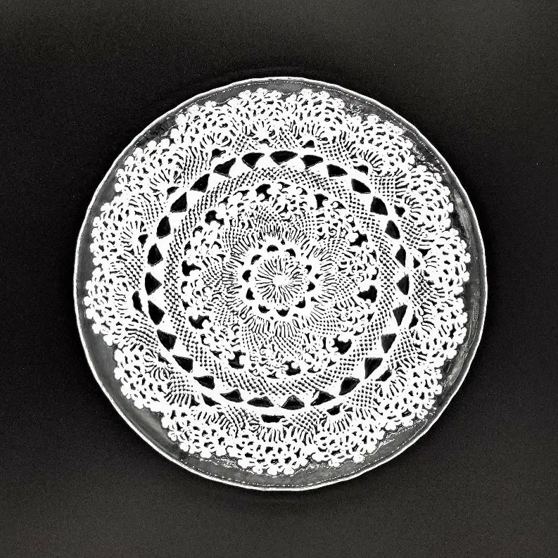 LILLE Glass Plate Clear/White Red Pomegranate Collection