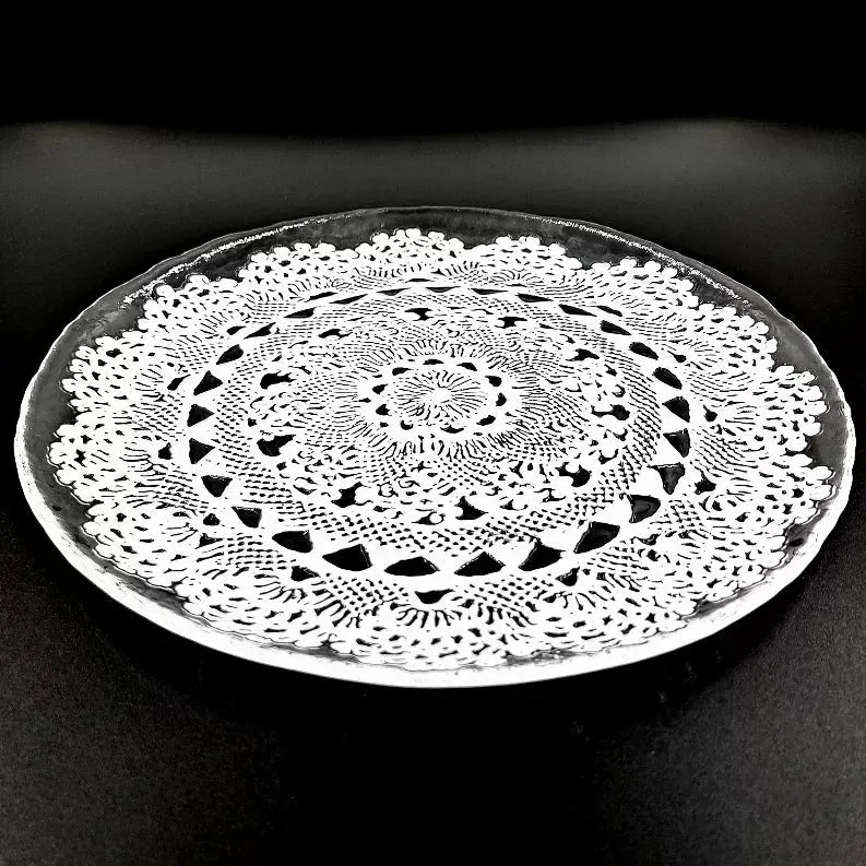 LILLE Glass Plate Clear/White Red Pomegranate Collection