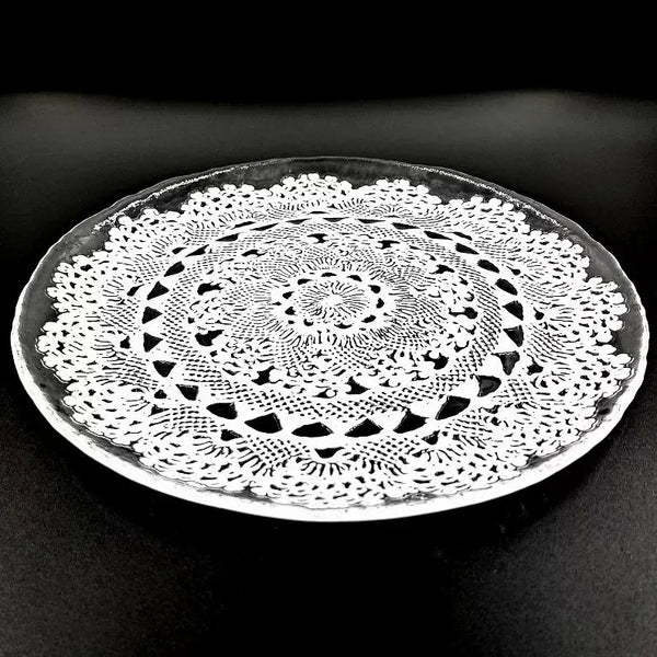 LILLE Glass Plate Clear/White Red Pomegranate Collection