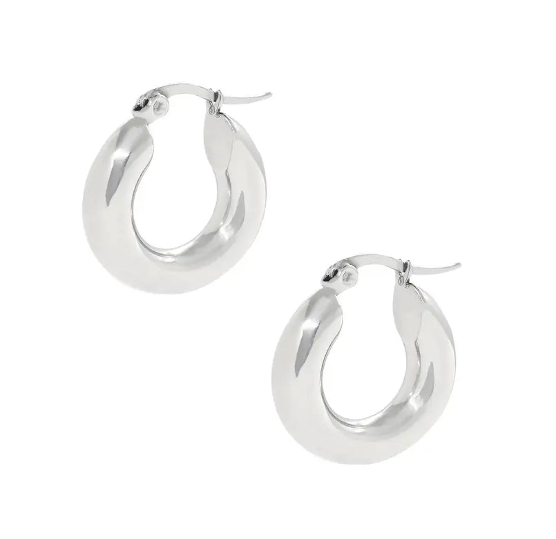 LUCY SMALL SILVER CHUNKY HOOP EARRINGS Mai Desiree