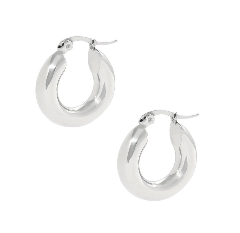 LUCY SMALL SILVER CHUNKY HOOP EARRINGS Mai Desiree