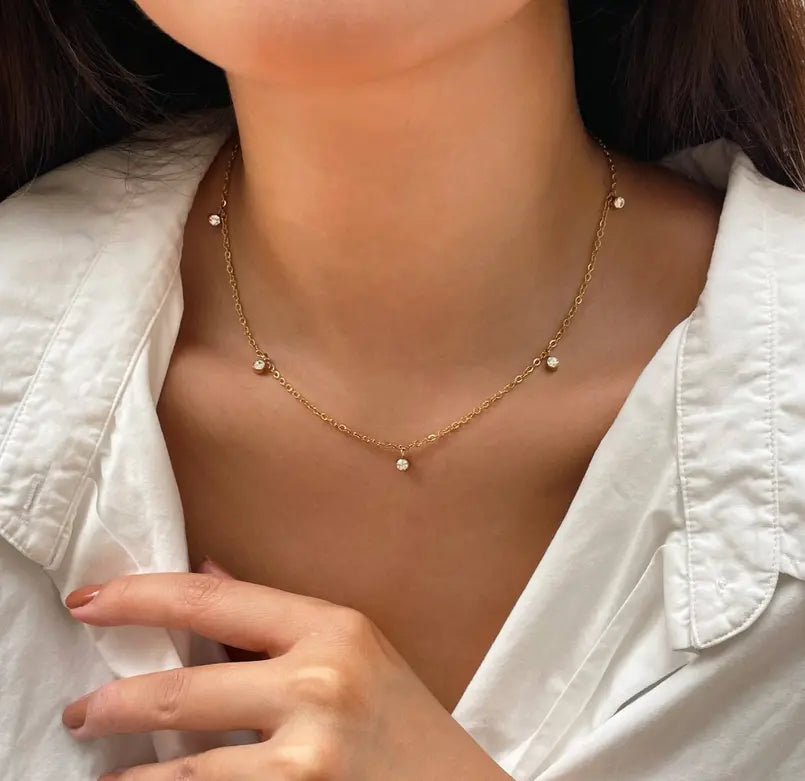 LYDIA GOLD DIAMOND STATION NECKLACE Mai Desiree