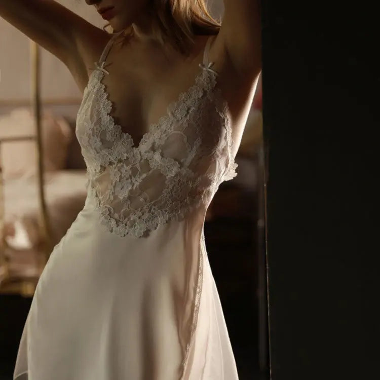 La Belle Fantastique Deep V Open Back See-Through Sexy Night Dress (2 Piece Set) La Belle Fantastique