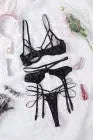 La Belle Fantastique Sexy Printed Mesh Bralette (3 Piece Set) La Belle Fantastique