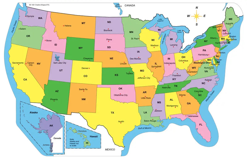 Labeled U.S. -Practice Maps Creative Shapes