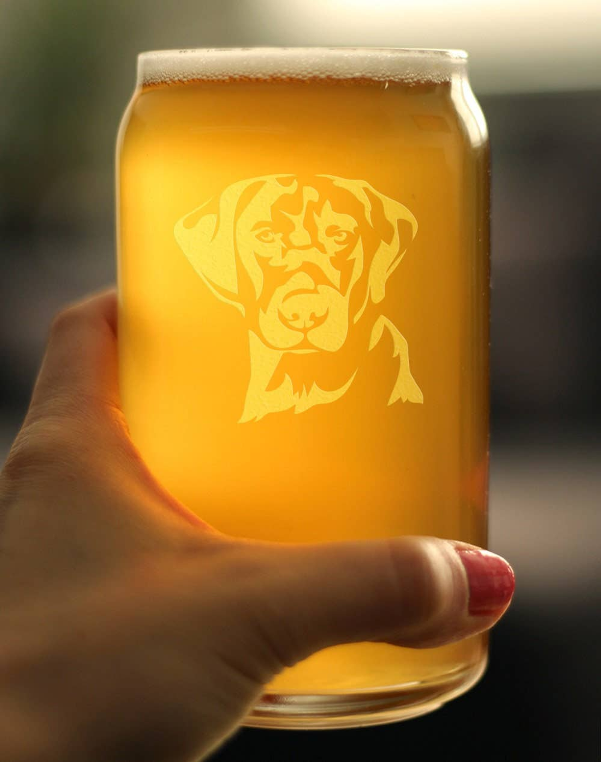 Labrador Face Beer Can Pint Glass - Black Lab Dog Gifts Bevvee