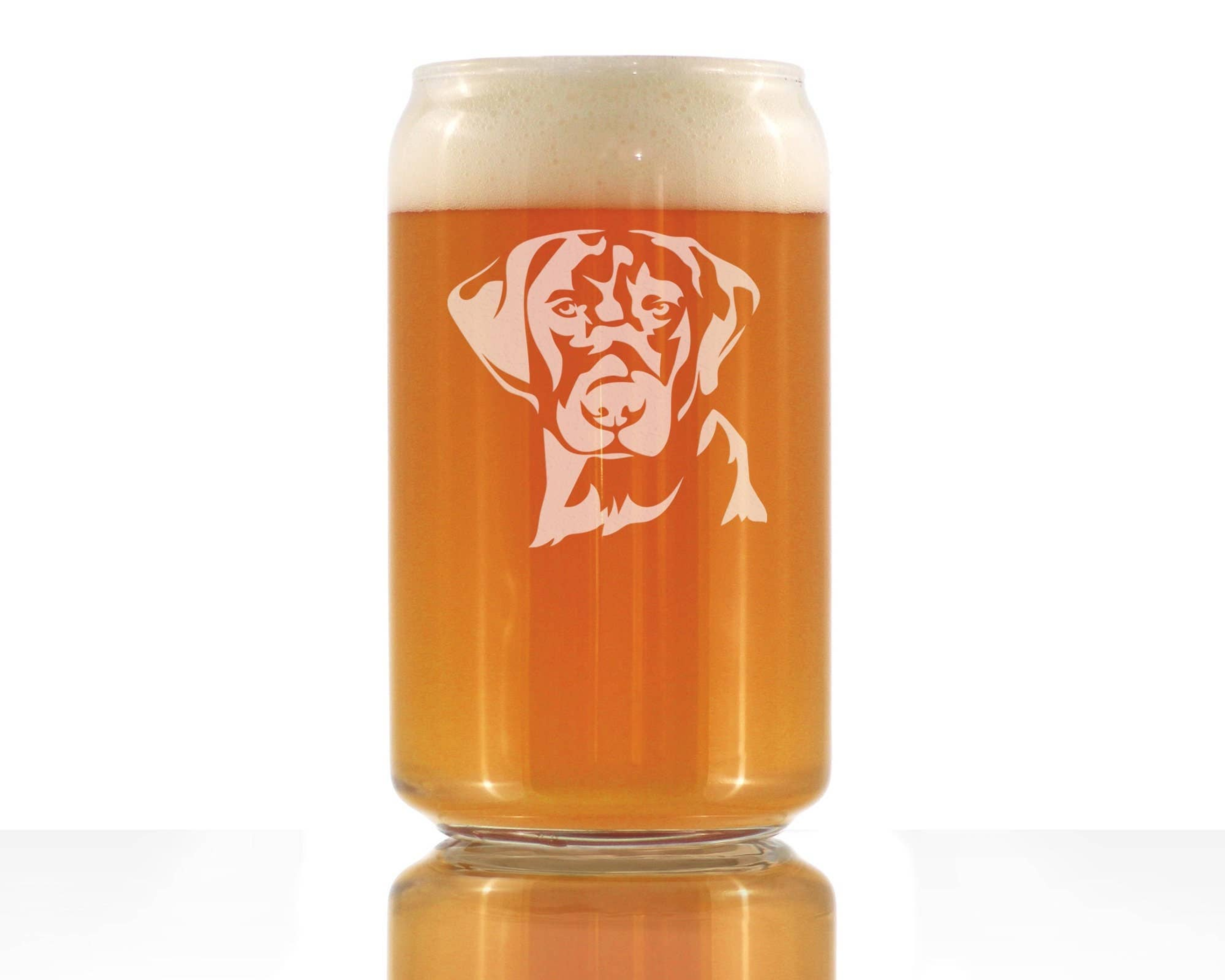 Labrador Face Beer Can Pint Glass - Black Lab Dog Gifts Bevvee