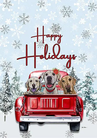 Labrador Yellow/White - Hippie Hound Studio Best of Breed Holiday House and Garden Flag Best of Breed