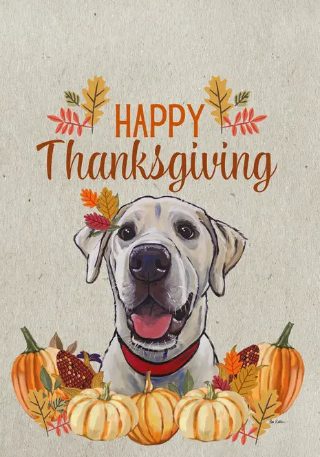 Labrador Yellow/White - Hippie Hound Studio Best of Breed Thanksgiving House and Garden Flag Best of Breed