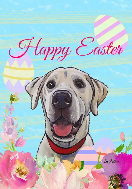 Labrador Yellow/White - Hippie Hound Studios Easter  House and Garden Flags Best of Breed