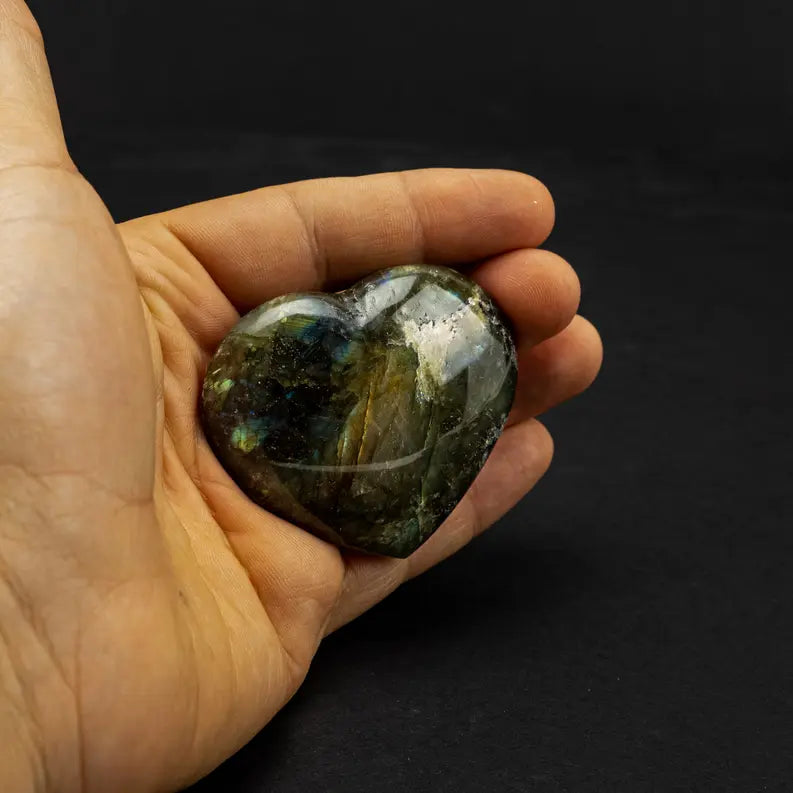 Labradorite | Heart | A Quality | 50-70mm | Madagascar Pelham Grayson Rose