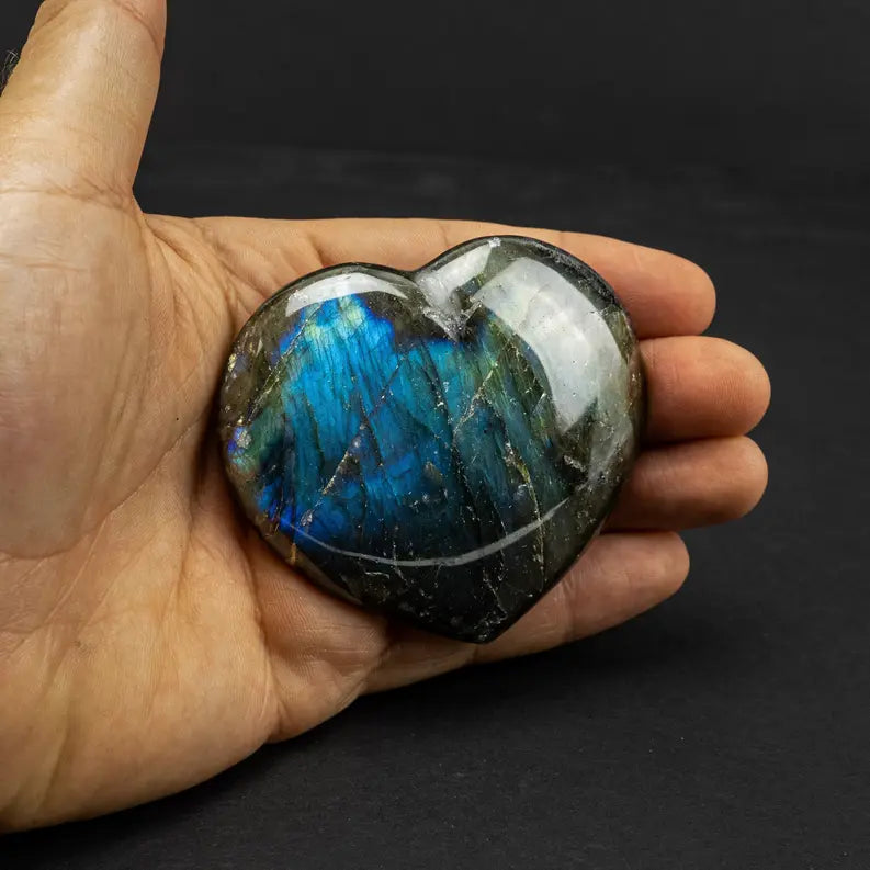Labradorite | Heart | A Quality | 50-70mm | Madagascar Pelham Grayson Rose