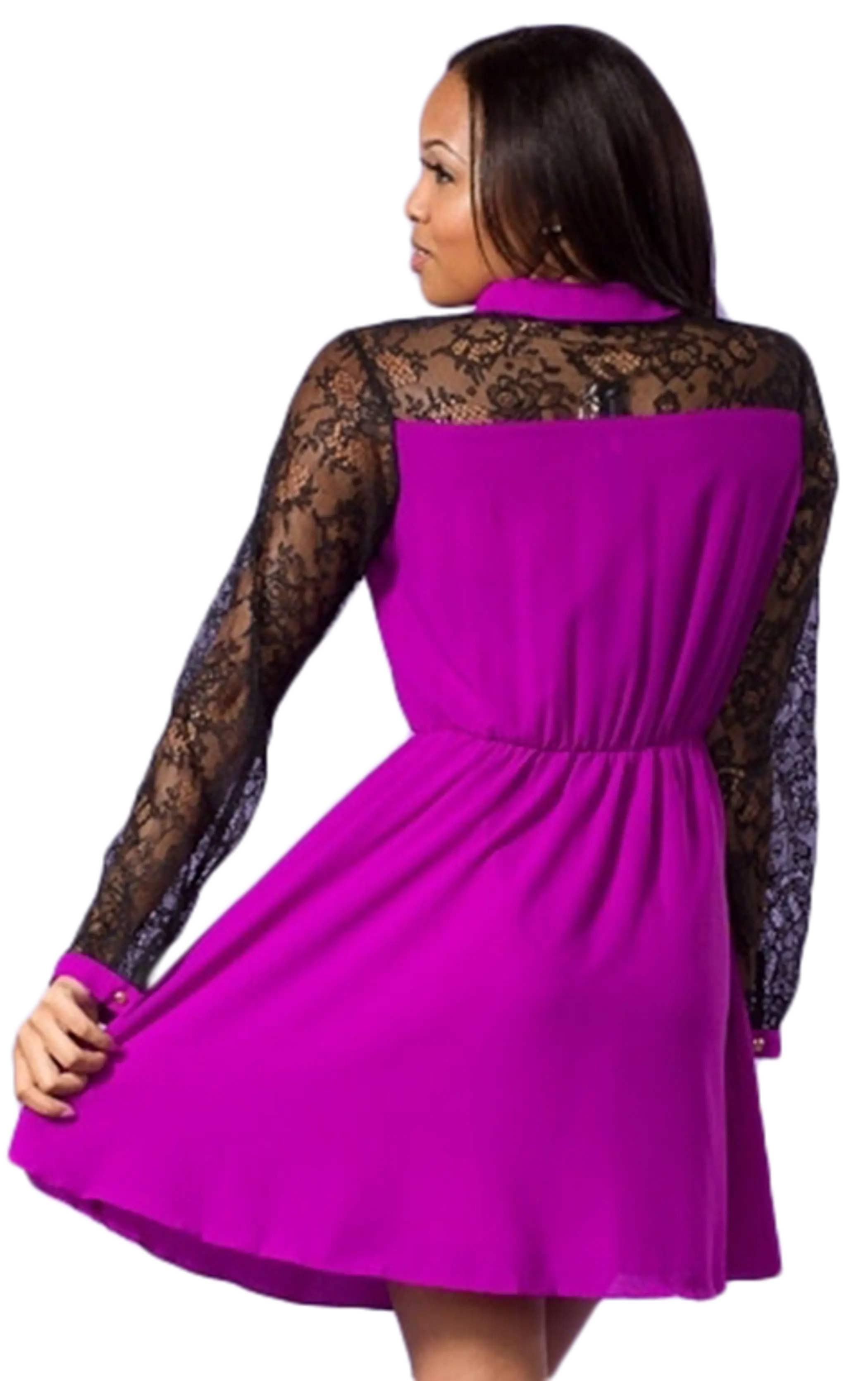 Lace Long Sleeves Vibrant Lightweight Dress SurelyMine