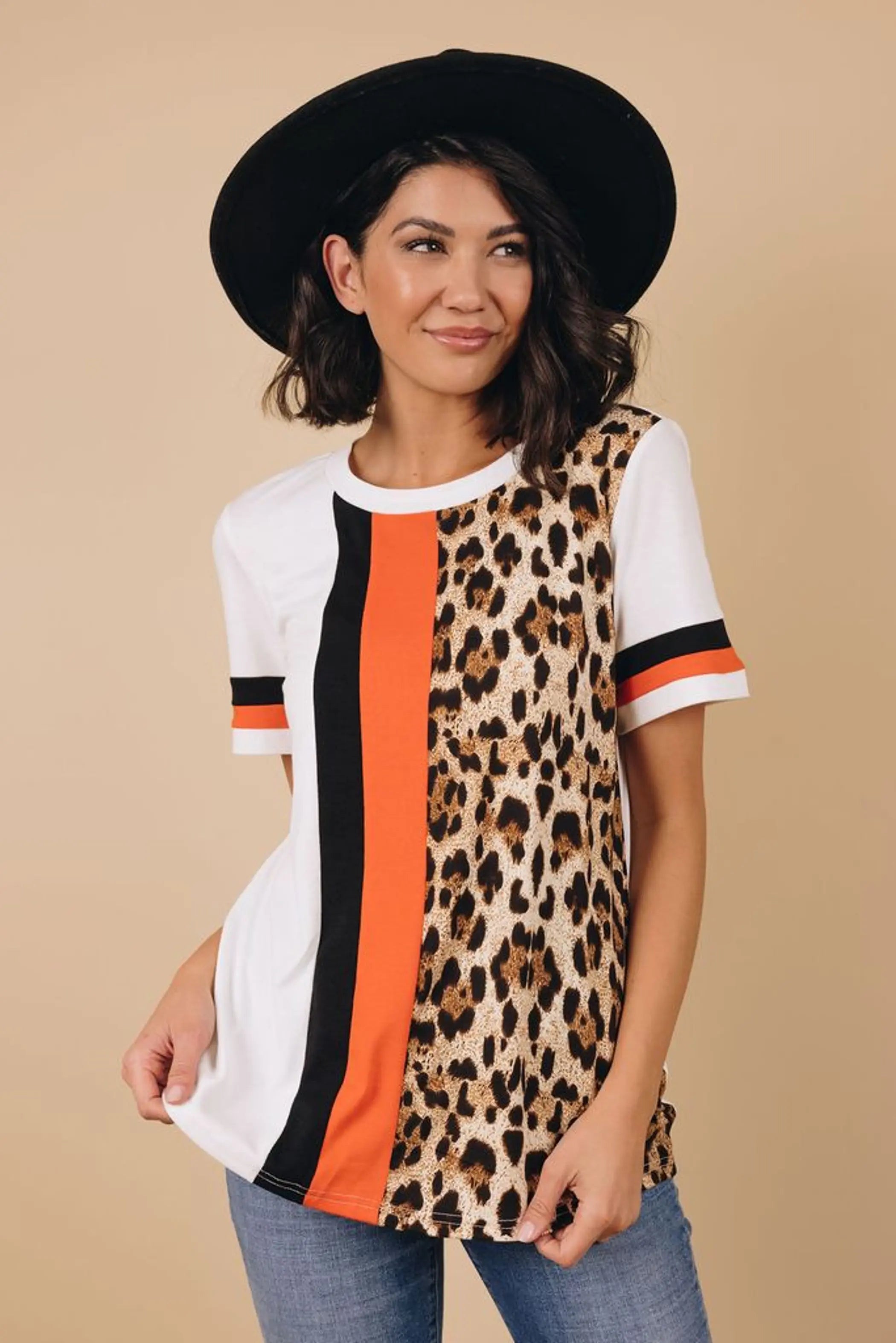 Lahiri Leopard Colorblock Tee Stay Warm in Style