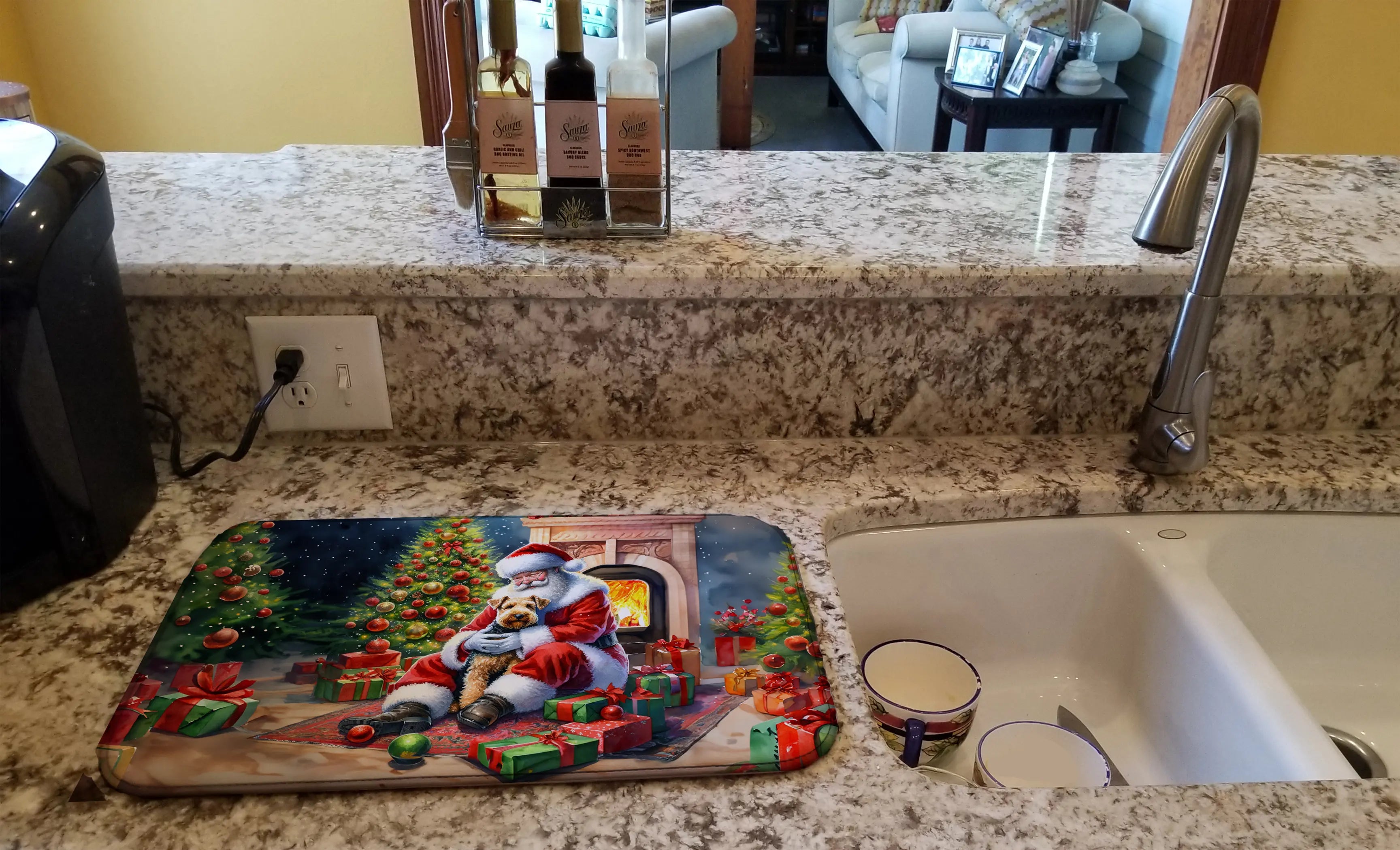Lakeland Terrier and Santa Claus Dish Drying Mat Caroline's Treasures