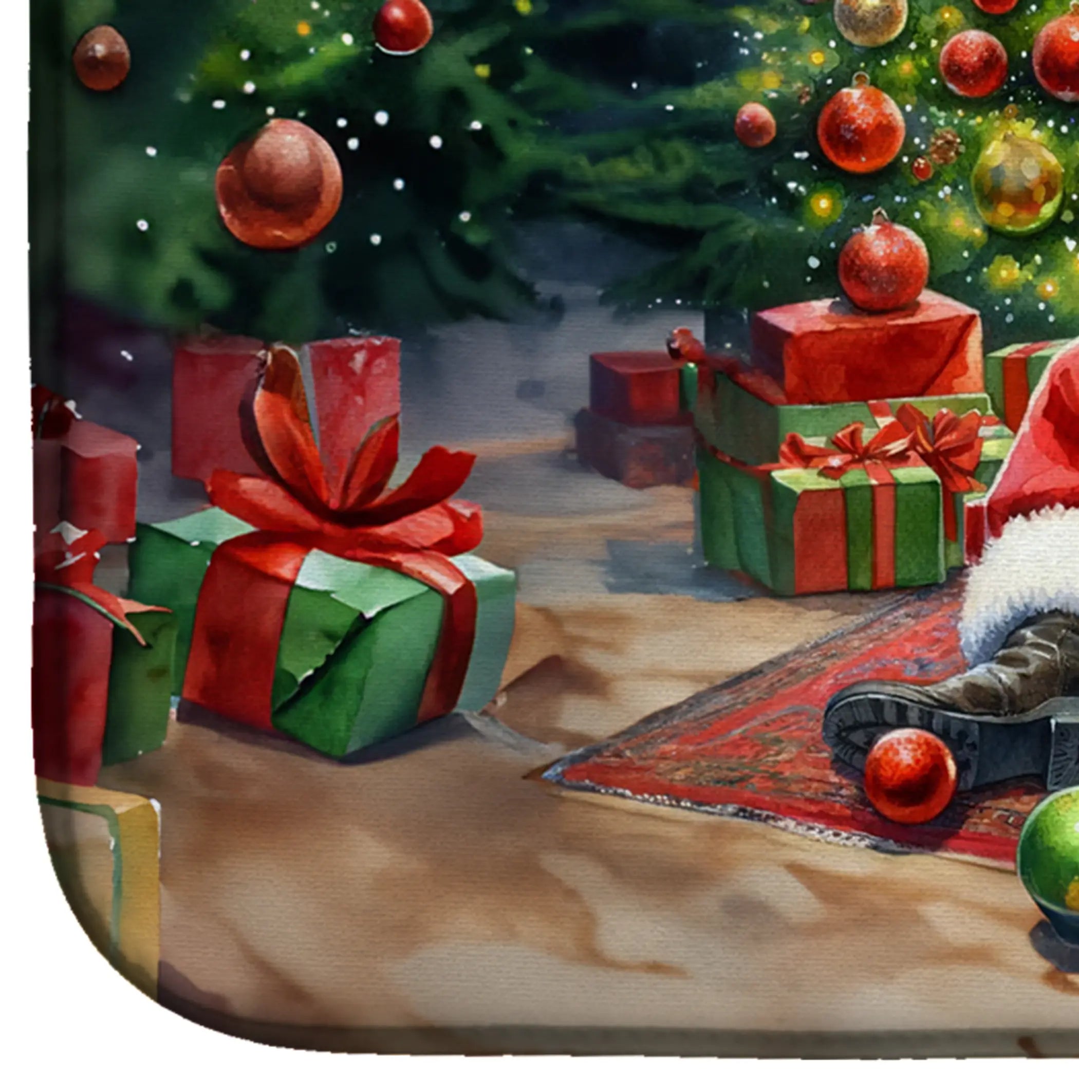 Lakeland Terrier and Santa Claus Dish Drying Mat Caroline's Treasures