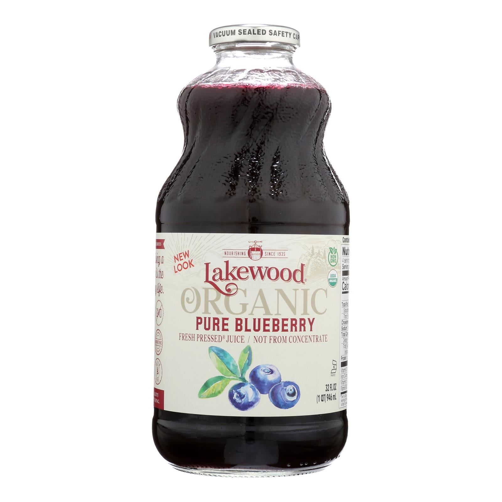 Lakewood - Organic Juice - Pure Blueberry - Case Of 6 - 32 Fl Oz. - GreatEagleInc