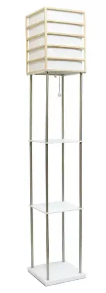 Lalia Home 1 Light Metal Etagere Floor Lamp with Storage Shelves and Linen Shade All The Rages, Inc.