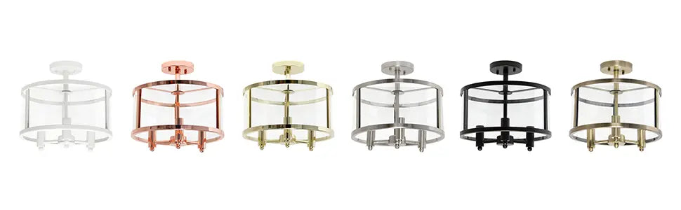 Lalia Home 3-Light 13" Industrial Farmhouse Glass and Metallic Accented Semi-flushmount All The Rages, Inc.