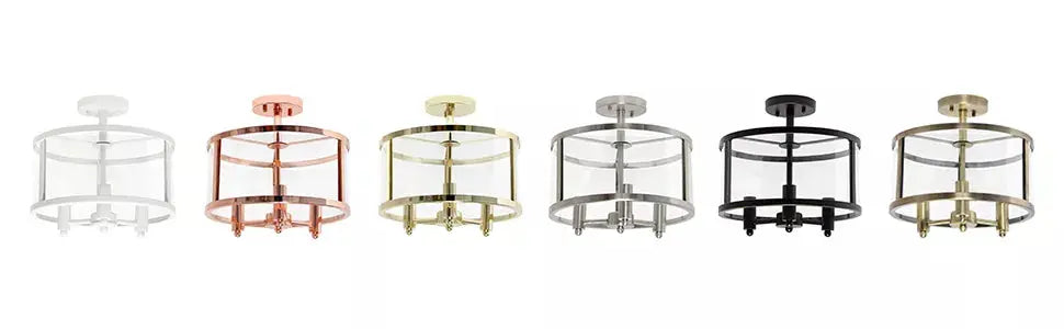 Lalia Home 3-Light 13" Industrial Farmhouse Glass and Metallic Accented Semi-flushmount All The Rages, Inc.