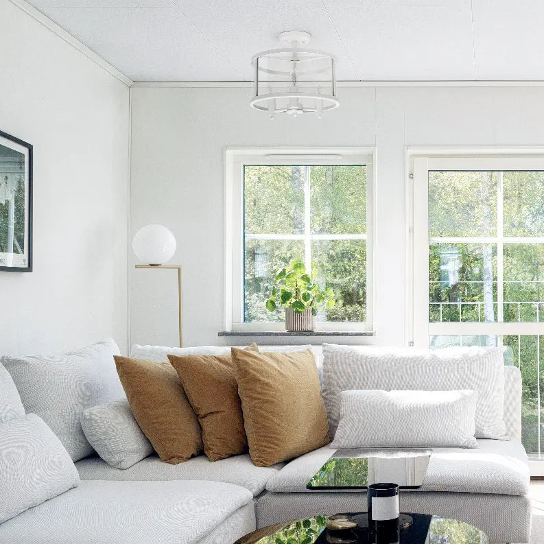 Lalia Home 3-Light 13" Industrial Farmhouse Glass and Metallic Accented Semi-flushmount All The Rages, Inc.