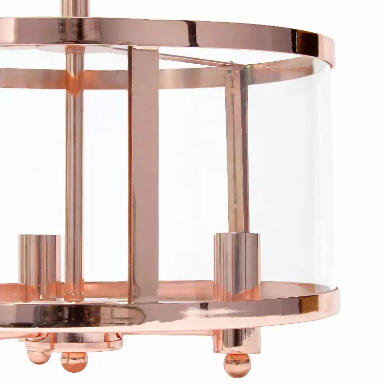 Lalia Home 3-Light 13" Industrial Farmhouse Glass and Metallic Accented Semi-flushmount All The Rages, Inc.