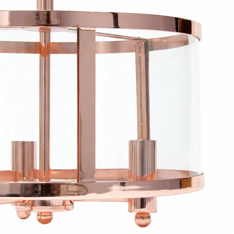 Lalia Home 3-Light 13" Industrial Farmhouse Glass and Metallic Accented Semi-flushmount All The Rages, Inc.