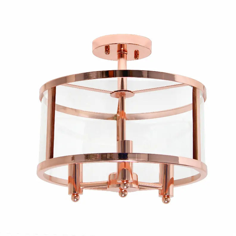 Lalia Home 3-Light 13" Industrial Farmhouse Glass and Metallic Accented Semi-flushmount All The Rages, Inc.
