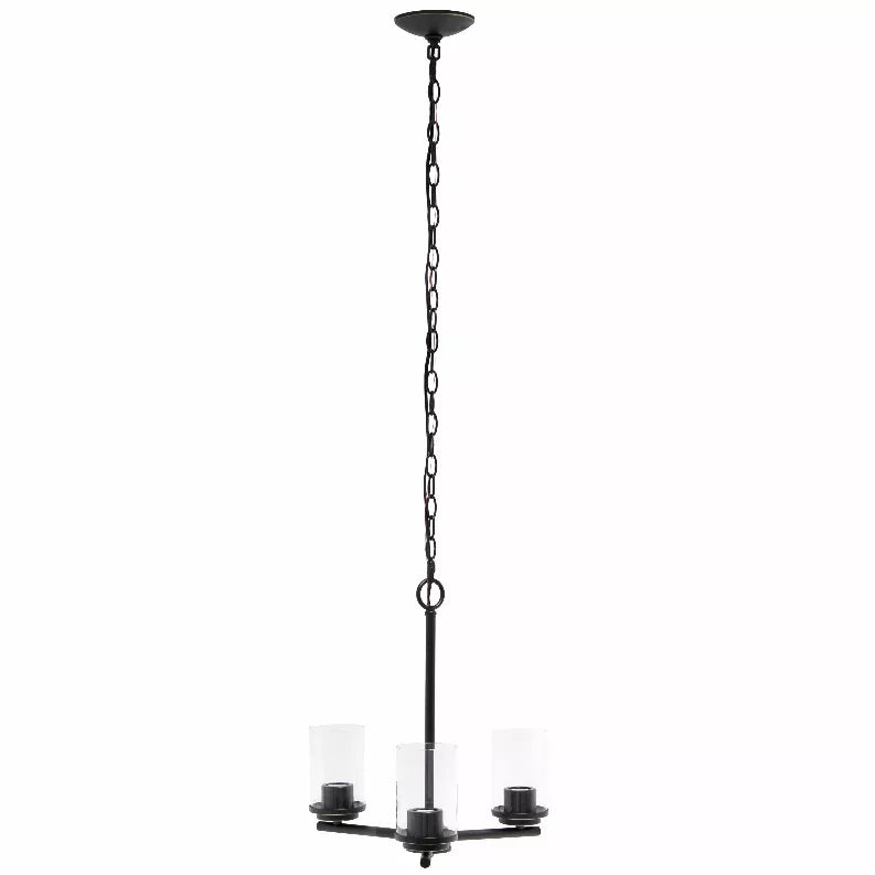 Lalia Home 3-Light 15" Classic Contemporary Clear Glass and Metal Hanging Pendant Chandelier All The Rages, Inc.