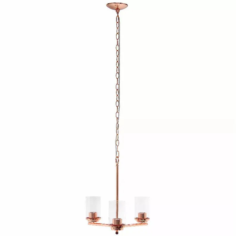 Lalia Home 3-Light 15" Classic Contemporary Clear Glass and Metal Hanging Pendant Chandelier All The Rages, Inc.