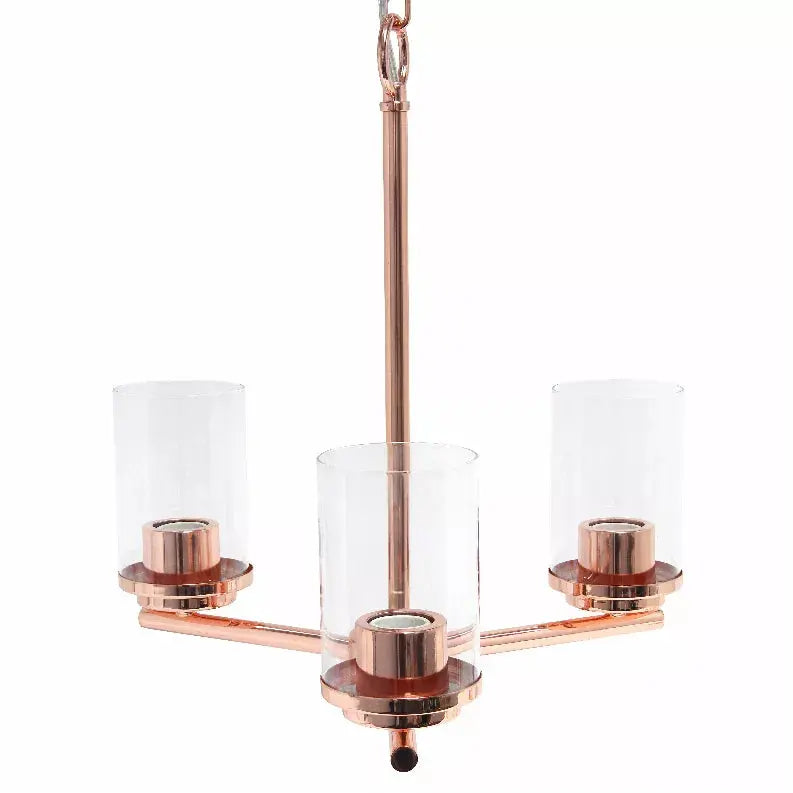 Lalia Home 3-Light 15" Classic Contemporary Clear Glass and Metal Hanging Pendant Chandelier All The Rages, Inc.