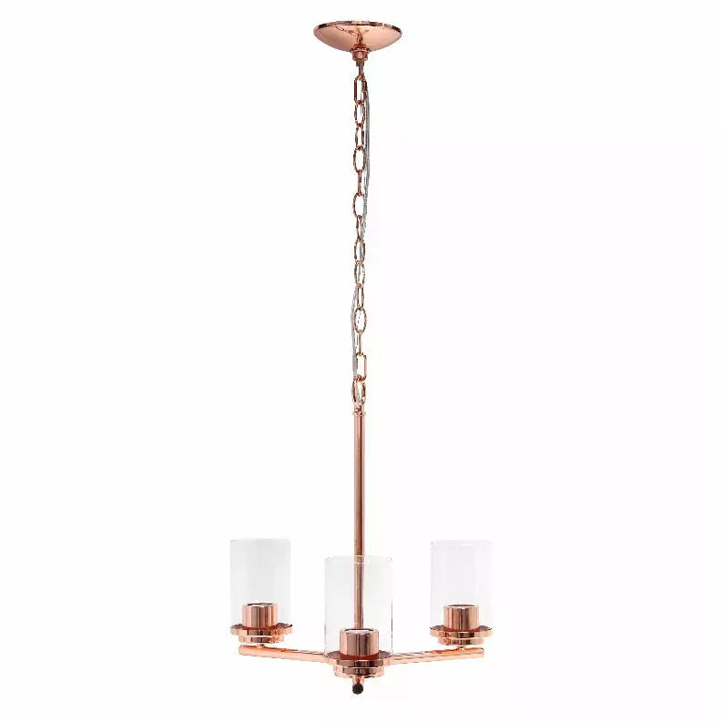 Lalia Home 3-Light 15" Classic Contemporary Clear Glass and Metal Hanging Pendant Chandelier All The Rages, Inc.