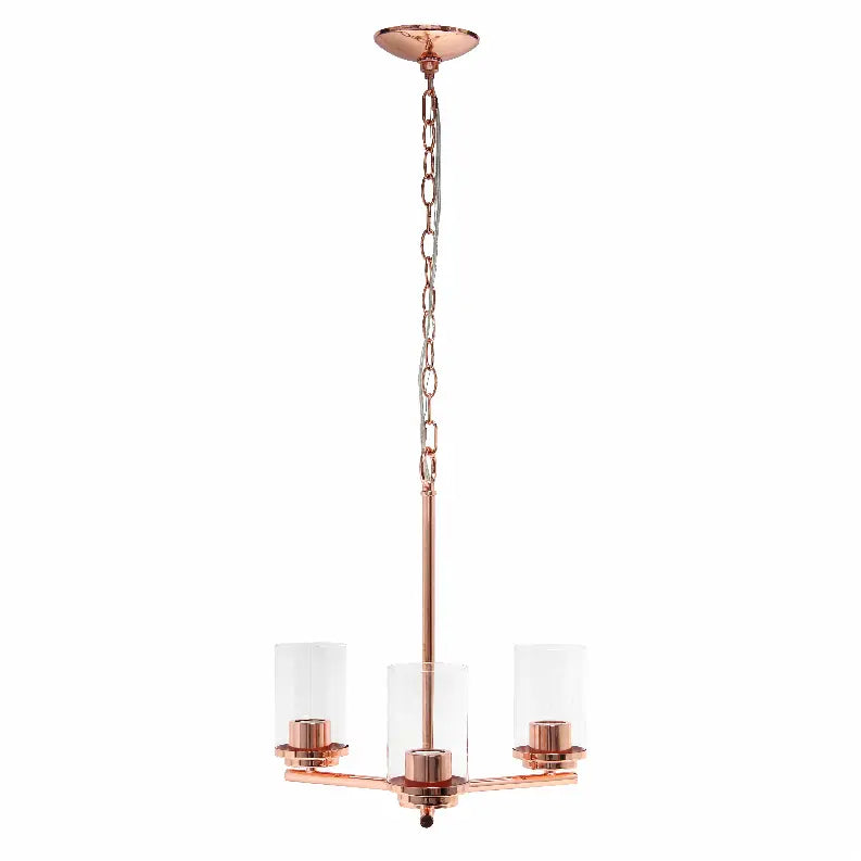 Lalia Home 3-Light 15" Classic Contemporary Clear Glass and Metal Hanging Pendant Chandelier All The Rages, Inc.