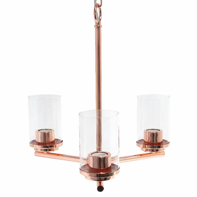 Lalia Home 3-Light 15" Classic Contemporary Clear Glass and Metal Hanging Pendant Chandelier All The Rages, Inc.