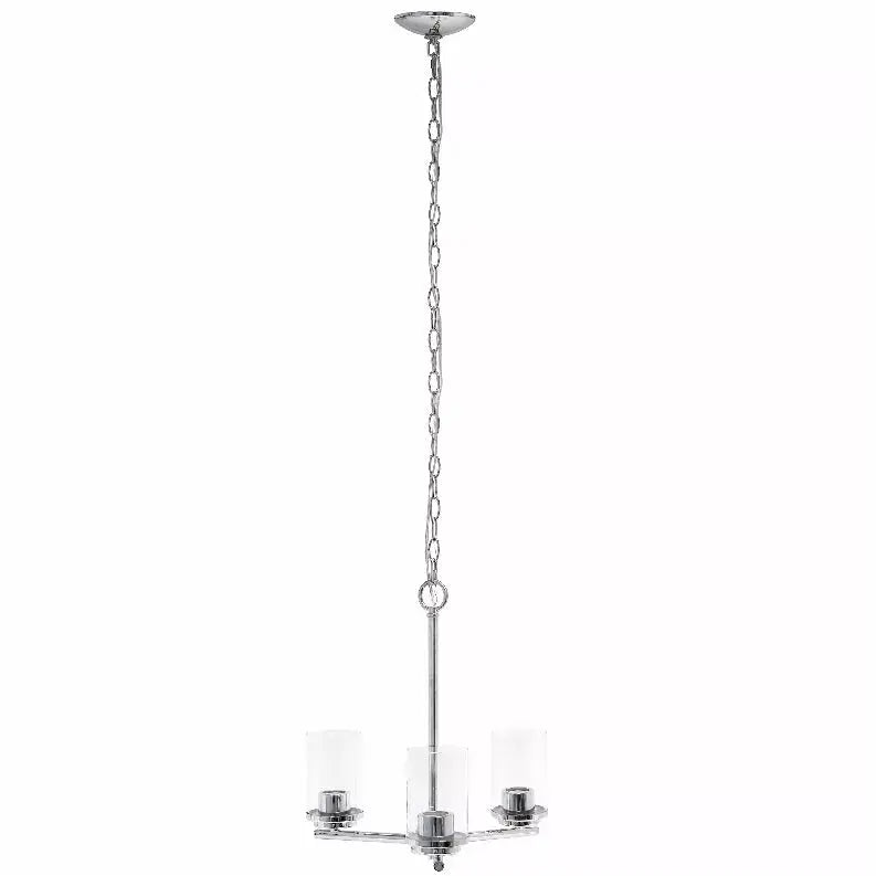 Lalia Home 3-Light 15" Classic Contemporary Clear Glass and Metal Hanging Pendant Chandelier All The Rages, Inc.