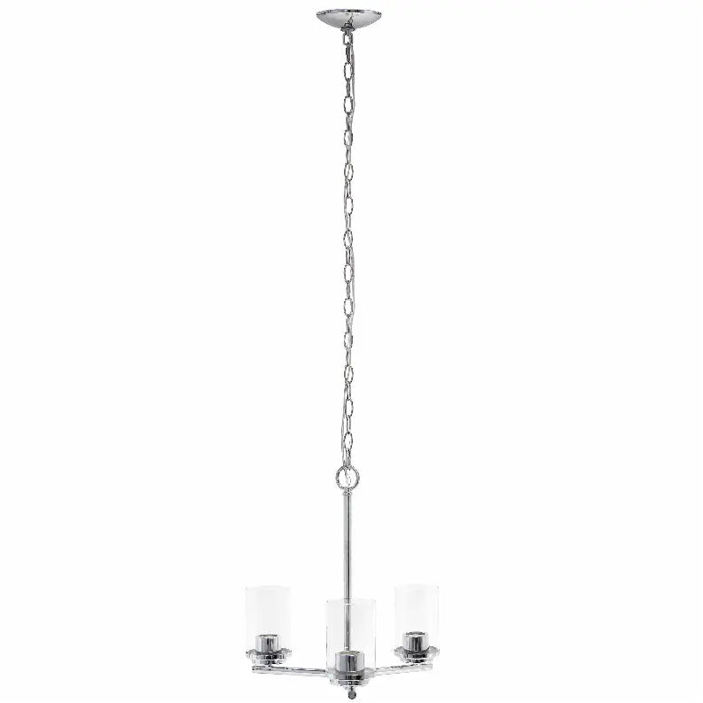 Lalia Home 3-Light 15" Classic Contemporary Clear Glass and Metal Hanging Pendant Chandelier All The Rages, Inc.