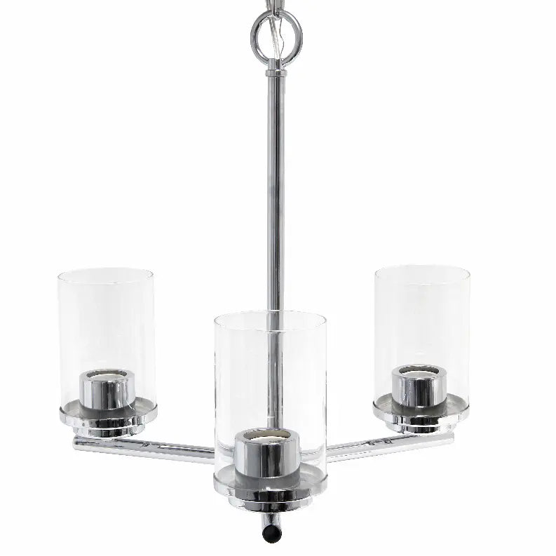 Lalia Home 3-Light 15" Classic Contemporary Clear Glass and Metal Hanging Pendant Chandelier All The Rages, Inc.