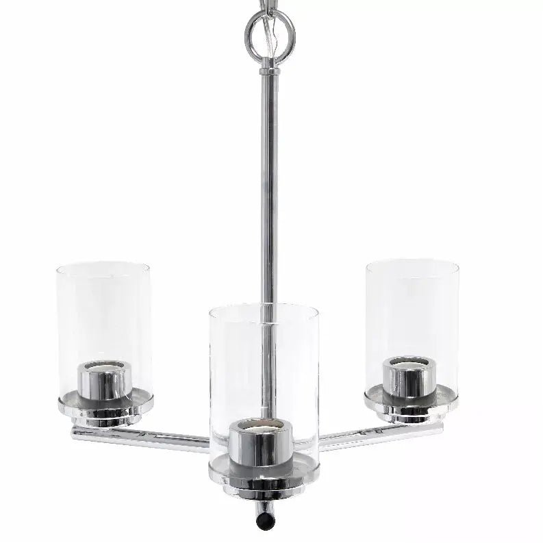 Lalia Home 3-Light 15" Classic Contemporary Clear Glass and Metal Hanging Pendant Chandelier All The Rages, Inc.