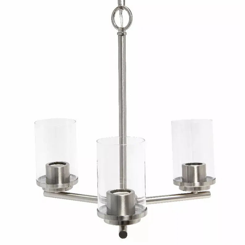 Lalia Home 3-Light 15" Classic Contemporary Clear Glass and Metal Hanging Pendant Chandelier All The Rages, Inc.