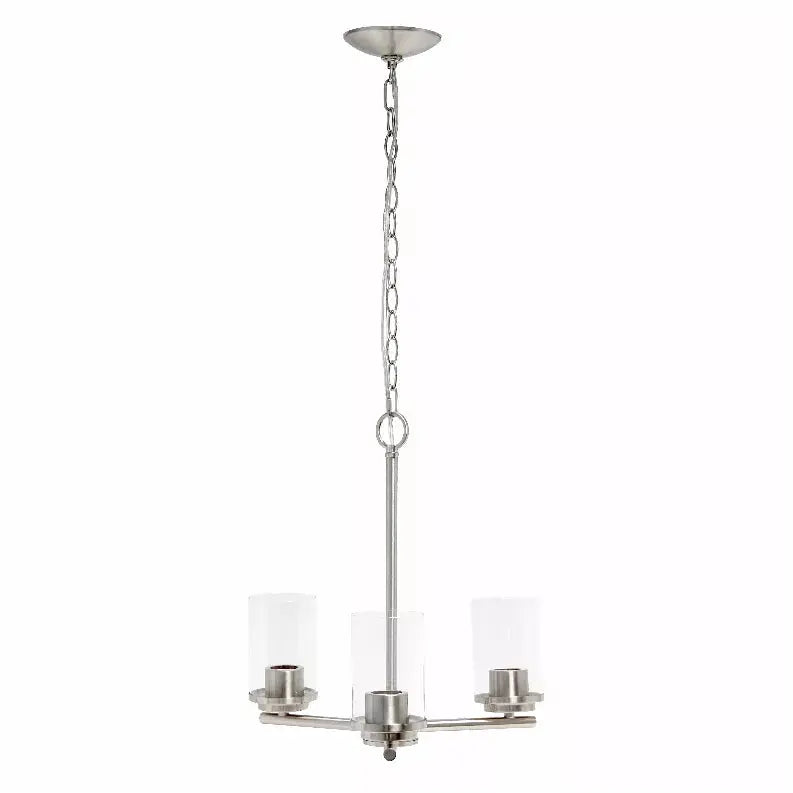 Lalia Home 3-Light 15" Classic Contemporary Clear Glass and Metal Hanging Pendant Chandelier All The Rages, Inc.
