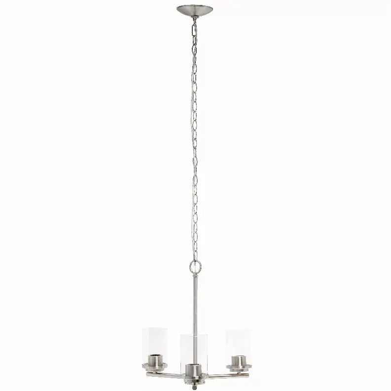 Lalia Home 3-Light 15" Classic Contemporary Clear Glass and Metal Hanging Pendant Chandelier All The Rages, Inc.