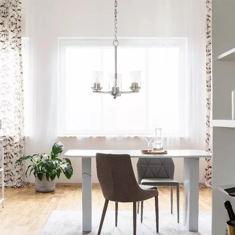 Lalia Home 3-Light 15" Classic Contemporary Clear Glass and Metal Hanging Pendant Chandelier All The Rages, Inc.