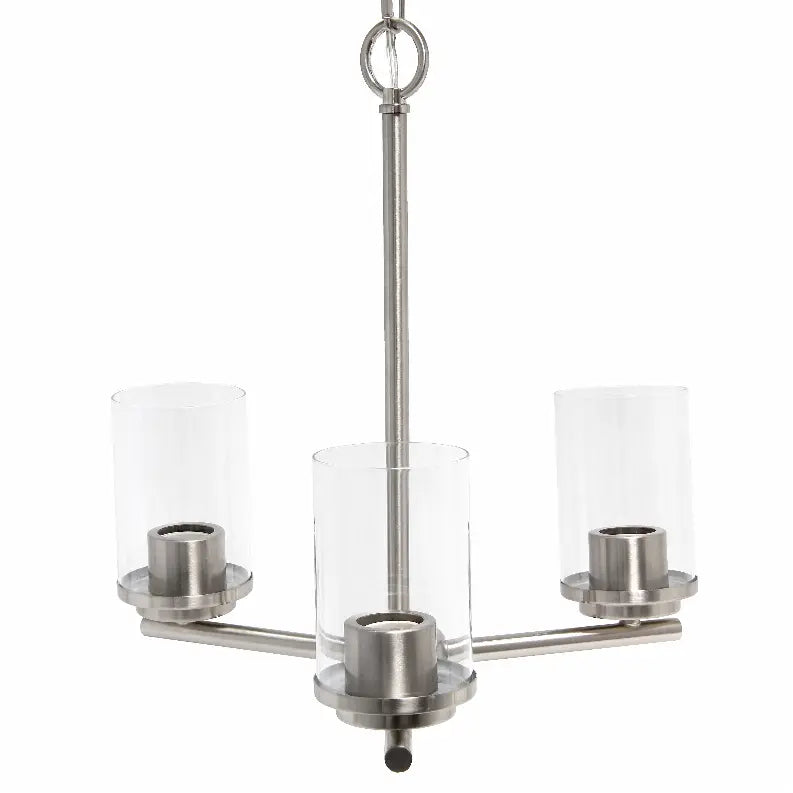 Lalia Home 3-Light 15" Classic Contemporary Clear Glass and Metal Hanging Pendant Chandelier All The Rages, Inc.