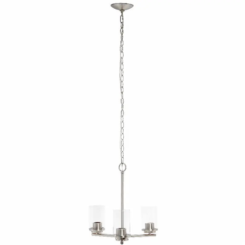 Lalia Home 3-Light 15" Classic Contemporary Clear Glass and Metal Hanging Pendant Chandelier All The Rages, Inc.