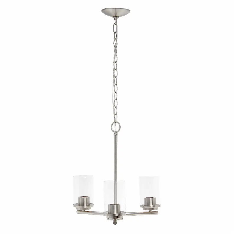 Lalia Home 3-Light 15" Classic Contemporary Clear Glass and Metal Hanging Pendant Chandelier All The Rages, Inc.
