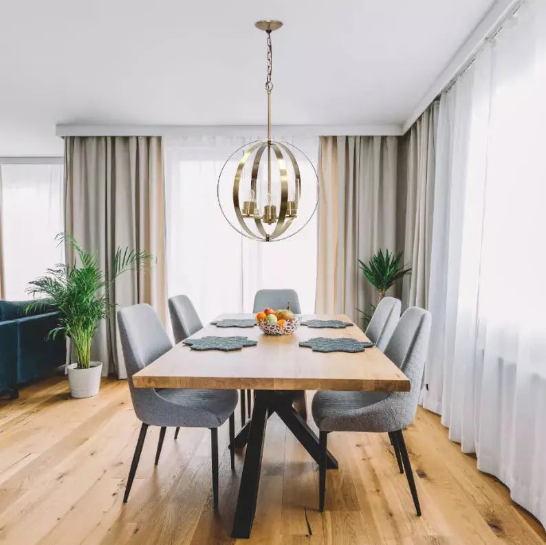 Lalia Home 3-Light 18" Adjustable Industrial Globe Hanging Metal and Clear Glass Ceiling Pendant All The Rages, Inc.
