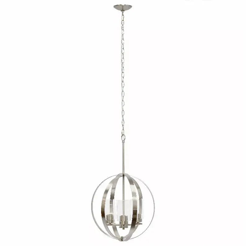 Lalia Home 3-Light 18" Adjustable Industrial Globe Hanging Metal and Clear Glass Ceiling Pendant All The Rages, Inc.