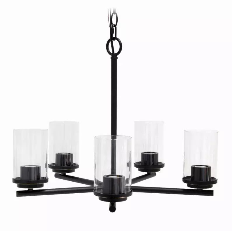 Lalia Home 5-Light 20.5" Classic Contemporary Clear Glass and Metal Hanging Pendant Chandelier All The Rages, Inc.